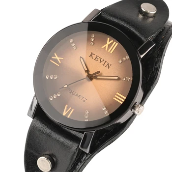 

Watch Women Men Jewel Roman Numbers Analog Quartz Clock Soft Genuine Leather Band Fashion Wristwatches Elegant Casual Bracelet