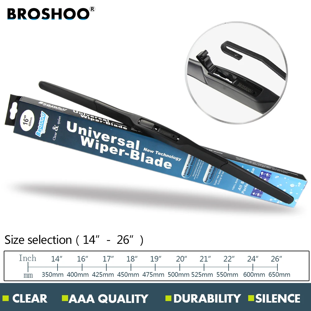 BROSHOO Car Wiper Blade U hook 14"16"17"18"19"20"21"22"24"26" Natural