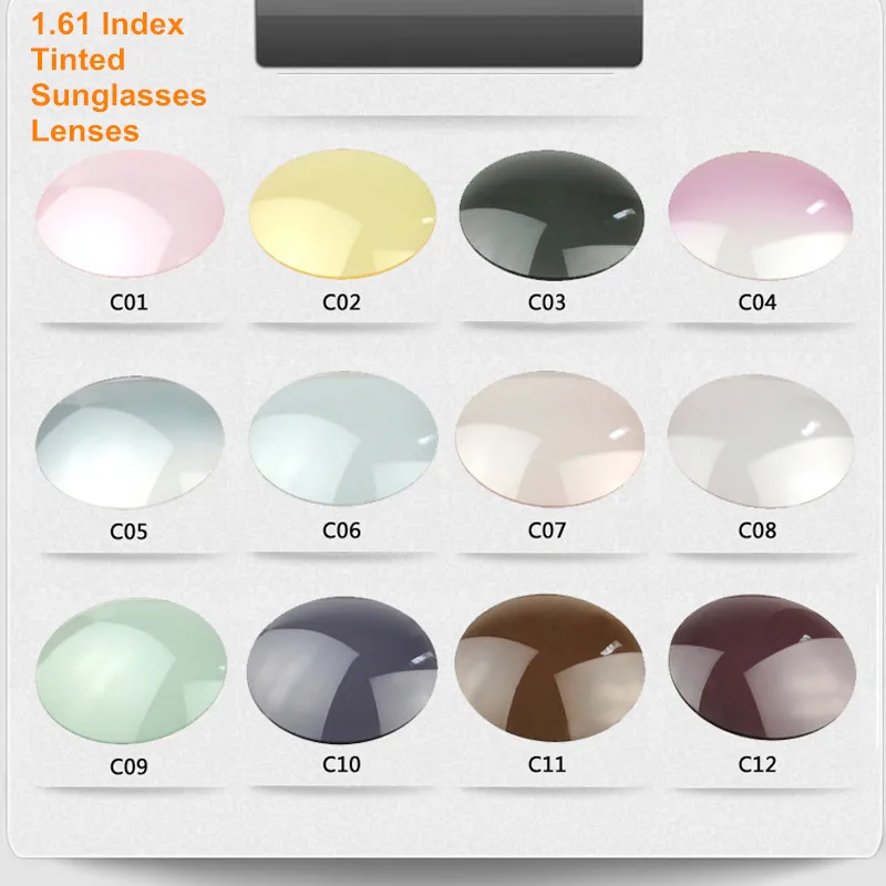 1.61 Index Prescription Sunglasses Lenses Tinted Color Lenses for Myopia/Hyperopia Grey Brown Blue Pink Coated Lenses Anti UV