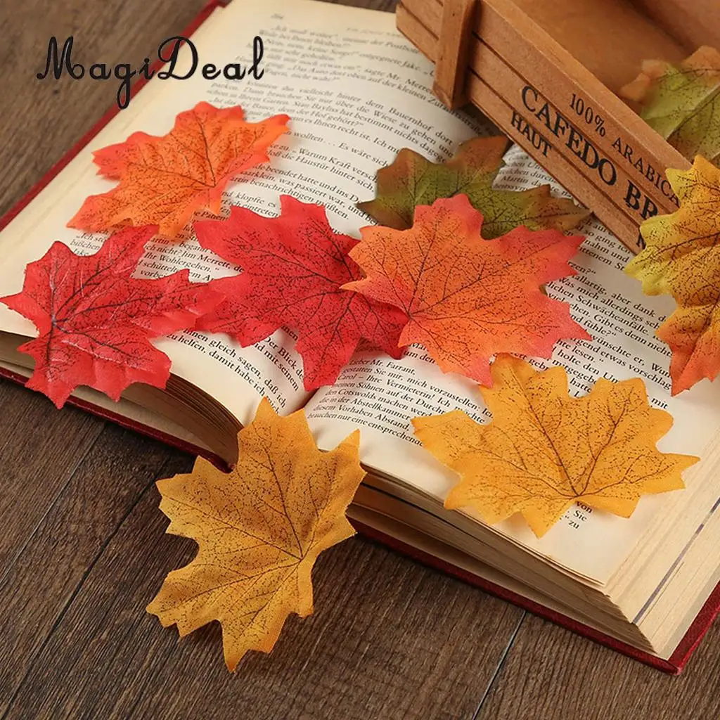 200pcs Artificial Maple Leaves Autumn Fall Leaf Wedding Thanksgiving Decor 