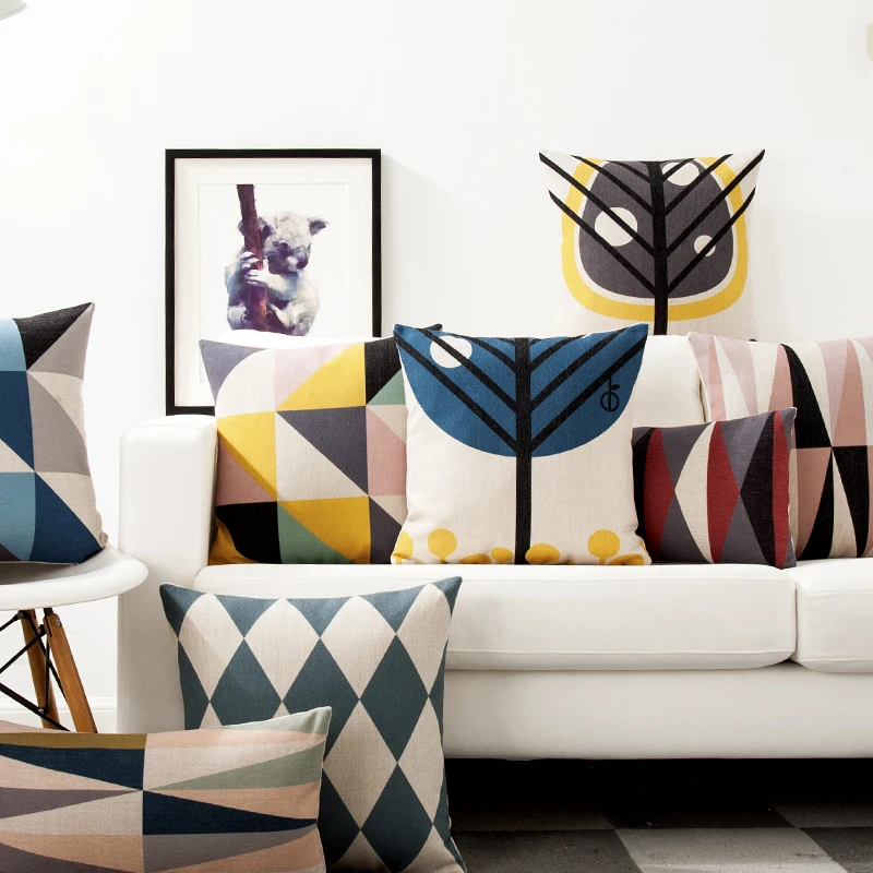 Стильные и уютные геометрические подушки в скандинавском стиле подушки для сиденья современный минималистский подушки для диванов