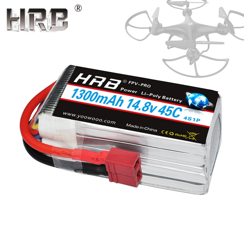 

HRB 1300mah Lipo Battery 14.8V 4S XT90 XT60 Connectors 45C EC2 EC5 RC Airplanes Off-Road Scale Cars JST T Deans FPV Drone Parts