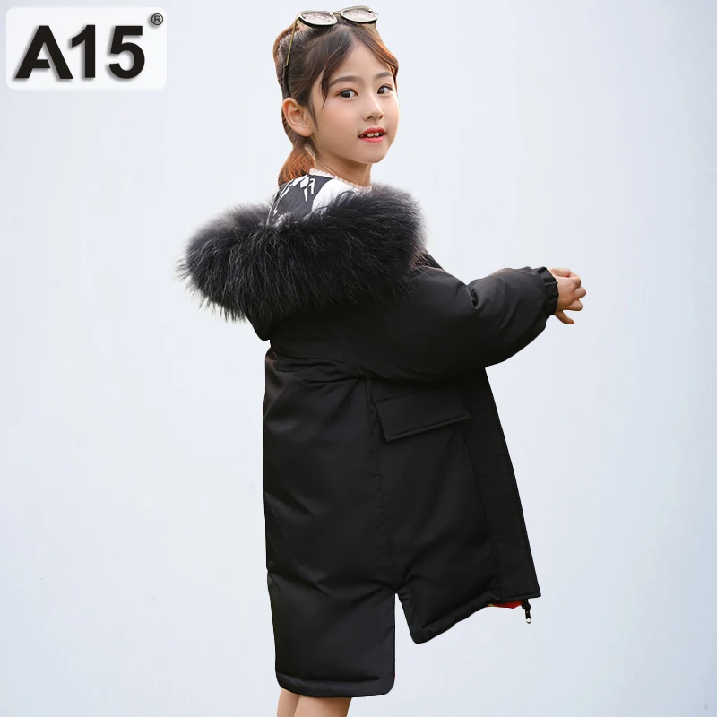 

A15 2019 Big Boys Winter Coat Teen Kids Winter Jackets Children's Coats Down Jacket for Girl Long Hooded size 6 8 10 12 14 Year