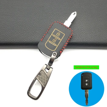

Leather Case Car Key Cover for Mitsubishi ASX Outlander Lancer EX Galant Pajero 2016 2017 2 Buttons Car Styling