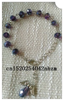 

Free to send box box angel bracelet, 7mmglass rosary bracelet, glass beads bracelet, purple bracelet
