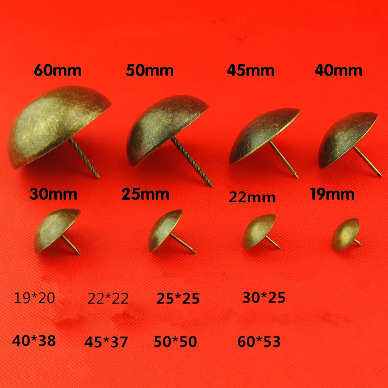 Мебель декоративные бронзовые гвозди деревянные вина Подарочная коробка античный гвозди для обивки чемодан сумка голова гвоздь ворота гвозди