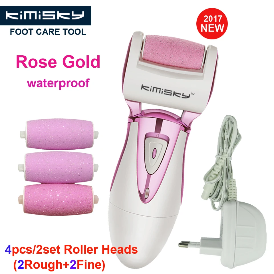 

Rose Gold waterproof charging pedicure electric tools Foot Care Exfoliating Foot Care Tool and 4Ps roller pedicure heads KIMISKY