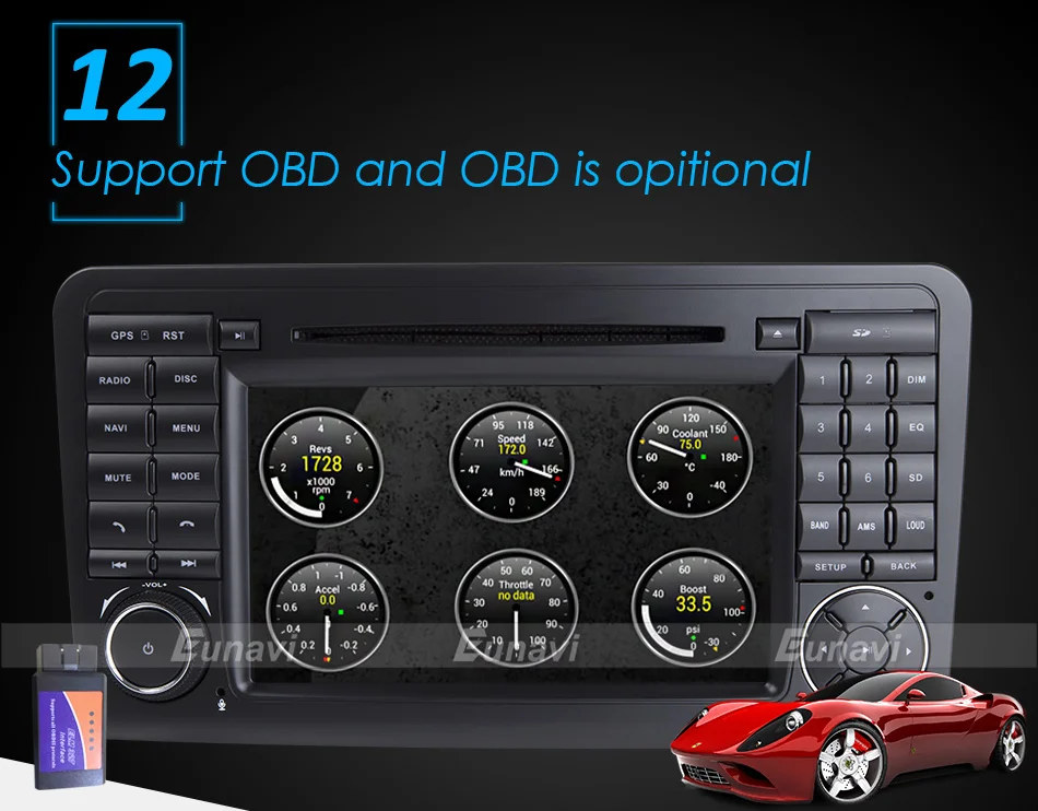 Best Eunavi Android 7.1 WiFi GPS Navi Quad Core Blotooth Stereo Car DVD Player For Benz ML CLASS W164 ML300 ML350 ML450 ML500 19
