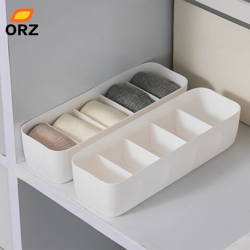 

ORZ 5 Grids Wardrobe Storage Box Drawer Organizer Socks Bra Underwear Storage Basket Plastic Desktop Makeup Organizer Box
