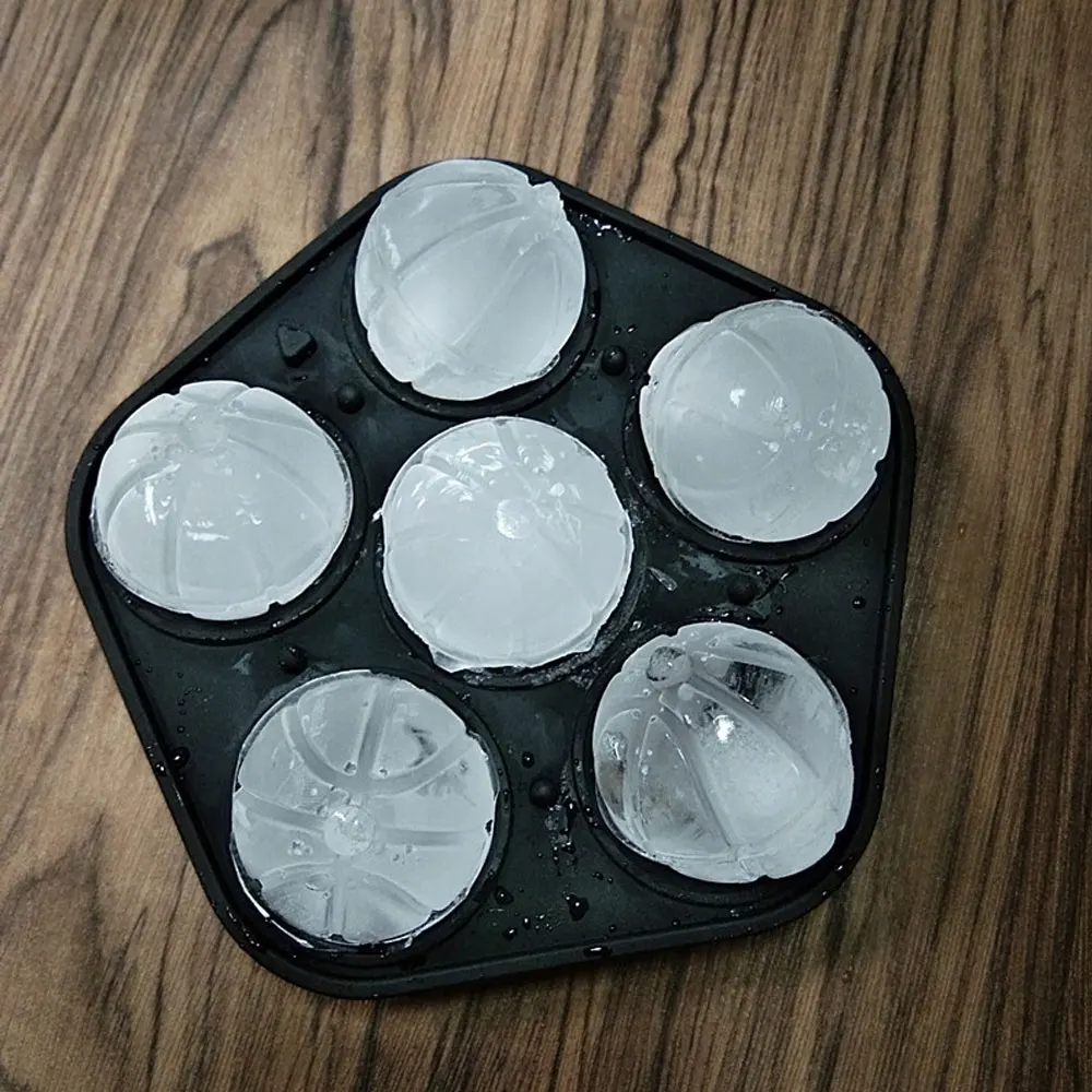 

New 6 Cell Ice Ball 3D Basketball Mold Silicone Ice Cube Ball Tray Whiskey Ice Ball Maker 6 Silicone Molds Maker For Party Bar