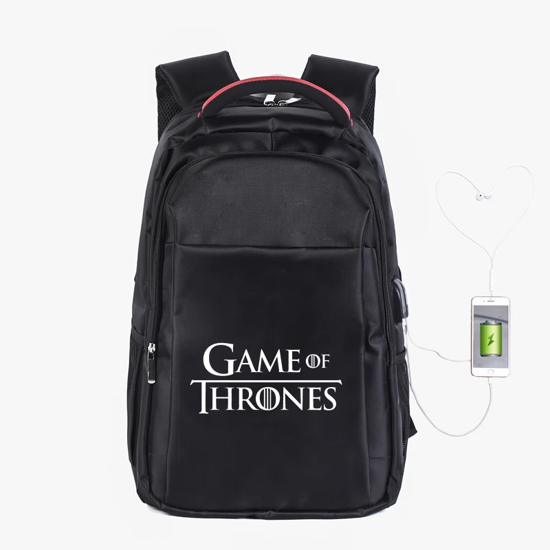 Игра престолов дом Старк рюкзак зарядка через usb рюкзак сумка студенческая сумка для книг ноутбук Плечи сумка