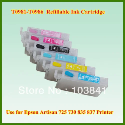 Перезаправляемый картридж T0981 T0986 для epson artisan 725 730 835 837 заправка картриджа с