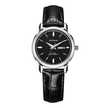 

Luxury Lovers' Quartz Watch Gold Women Leather Strap Luxury Ultrathin Watch Fashion Watches RONMAR Brand 8007LP