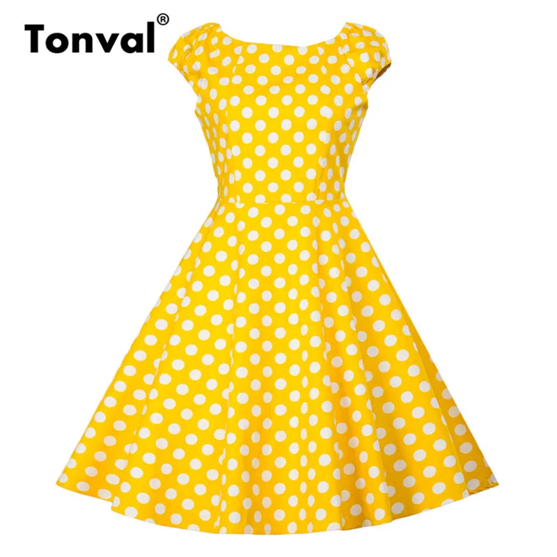 yellow dress polka dots