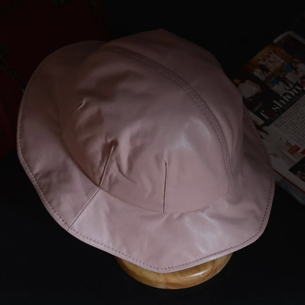 Женская шляпа из натуральной кожи, розовая шляпа для рыбалки Fedoras, шляпа кепка газетчика/шляпы