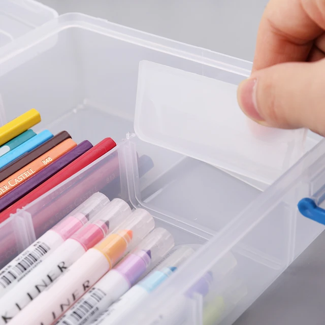 Transparent Pencil Case Plastic Pencil Box Crayon Pen Storage Box Marker  Pen Case Stackable Office Supplies Storage Box - AliExpress