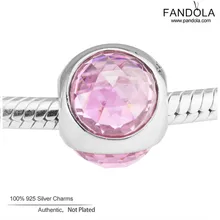 Аутентичные стерлингового серебра 925 Розовый CZ Сияющие капли подвески бусины для изготовления ювелирных изделий Подходит браслет Berloque