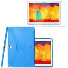 1x Screen Protector , X Line Soft Silicon Rubber TPU Gel Shell Cover Case For Samsung Galaxy Note 10.1 2014 Edition P600 P601