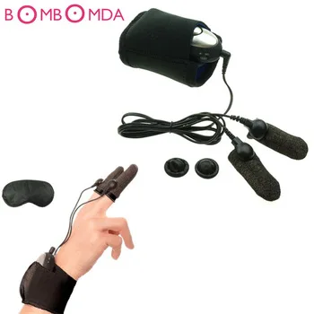 Electric Shock Finger Medical Sex Toys Medical themed female orgasm massage gloves Sex Products For Couples Tool nipple clampsO2