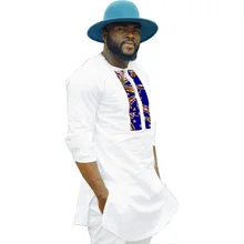 African mens tops traditional dashiki clothes africa print white cotton fabric patchwork shirt male african fashion