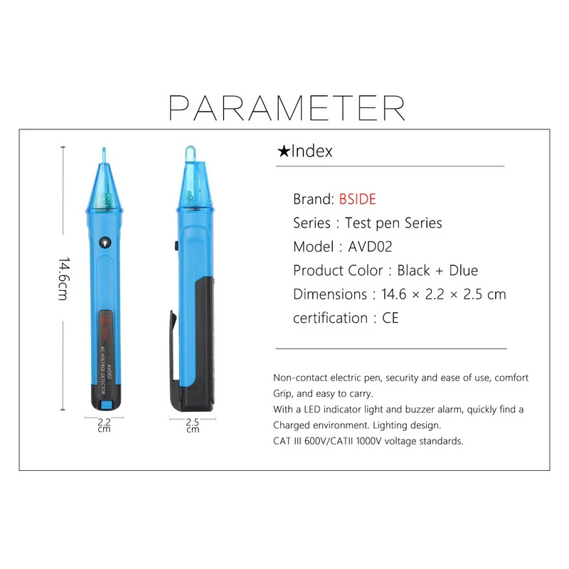 Бесконтактный детектор напряжения переменного тока 90 В-1000 В, тестер er, карандаш, электропробник, тест-ручка, профессиональный светодиодный светильник, индикатор напряжения