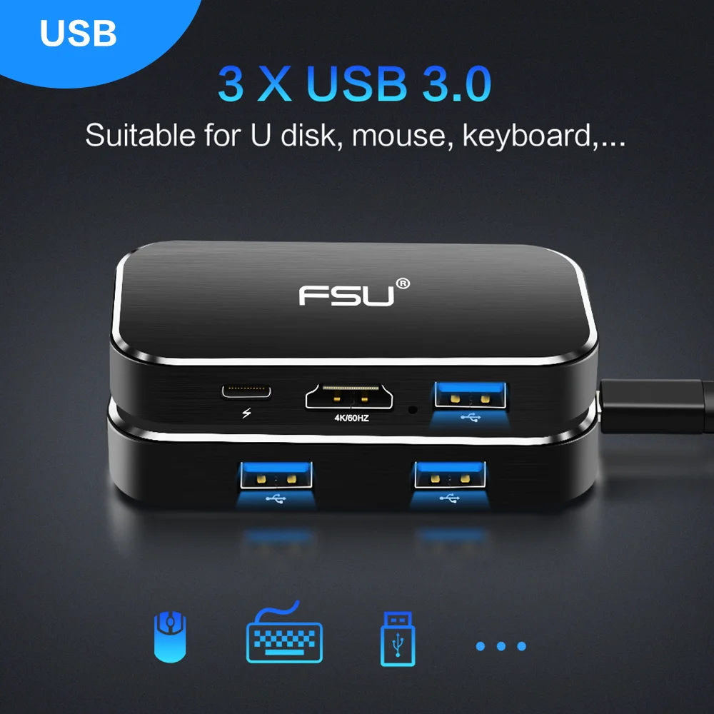 Thunderbolt 3 type-c концентратор адаптер 4 к 1080 P USB c к HDMI TYPE-C к USB разъему с быстрой зарядкой для Macbook matebook ноутбуки