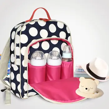 

Waterproof dots mommy maternity baby nappy changing backpack Large capacity infant diaper bag Mutilfunction kids stuff organizer