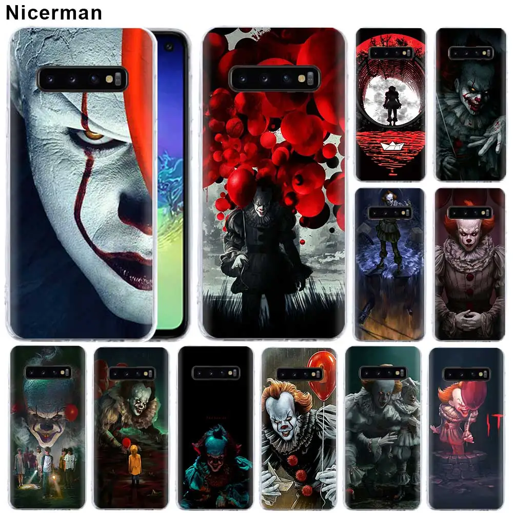 

Clear Soft Silicone Case for Samsung Galaxy S10 Plus S10e S9 S8 Plus Note 8 9 M30 Cover Pennywise Clown Horror Patterns TPU Shel