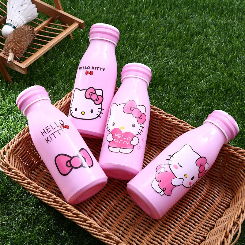

Hello Kitty Cute Water Bottle Machine Cat Doraemon Double Glass Kids Bottle Creative Milk Cup Minions Cartoon Travel Coffee Cup