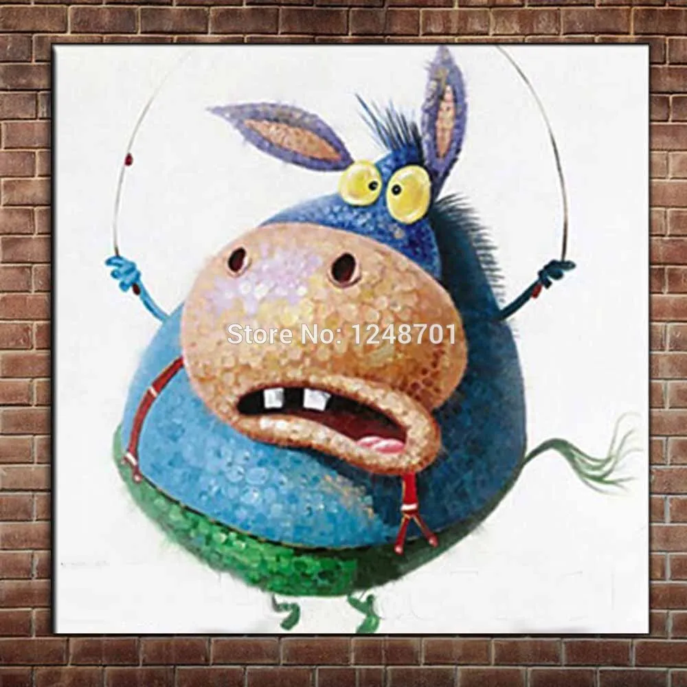 

Hand Painted Abstract Cartoon Donkey Oil Paintings On Canvas Donkey Wall Picture Living Room Children's Room Home Wall Art Decor