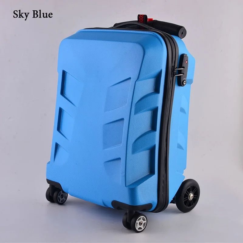 Дизайн 21 дюймов TSA замок сумка в виде скутера Алюминиевый Чемодан с колеса скейтборда прокатки багаж Дорожный чемодан-тележка