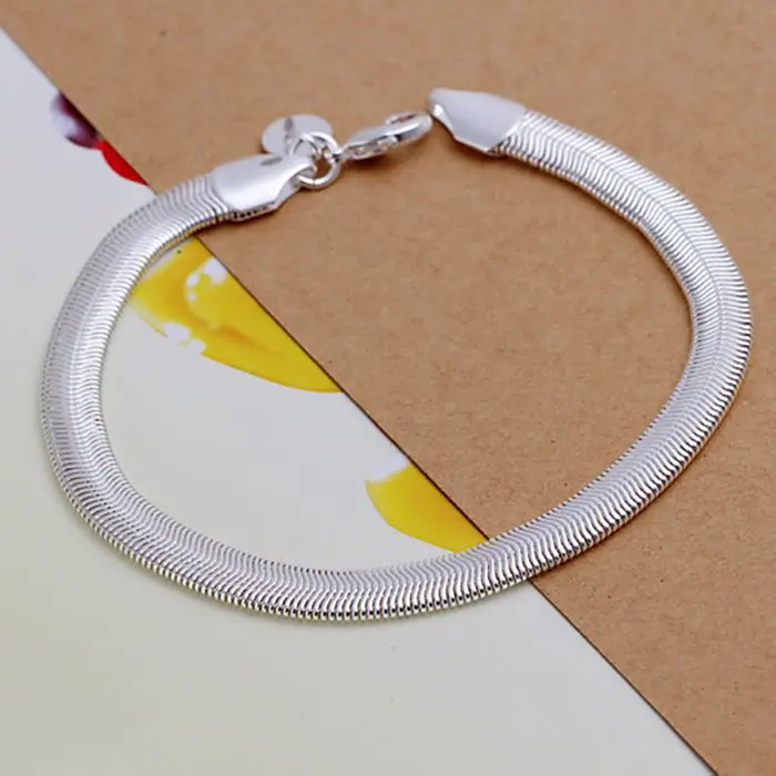

Christmas gift 2016 New 925 sterling silver Fashion Jewelry Flat Soft Snake Chain bracelets&bangle,Wholesale jewelry SMTH164