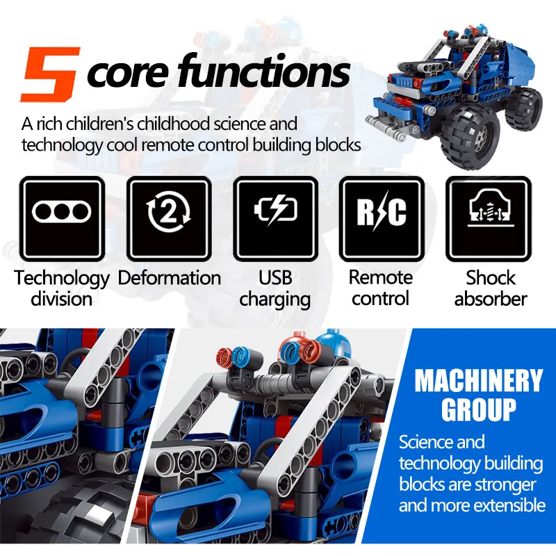 Technic City Radio Control RC синий внедорожник строительные блоки совместимые с