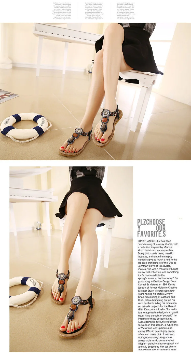Free Shipping 2017 Women Sandals Bohemia Beads Summer Sandals New Fashion Flat Women Shoes Wild Casual Shoes DAT01 (7)