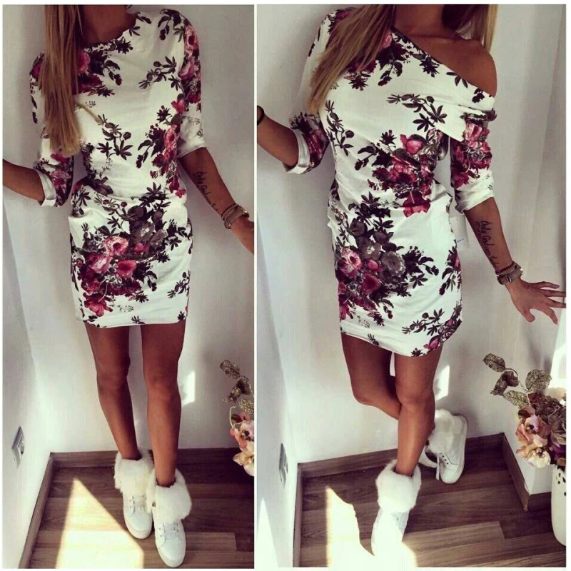 

Fashion retro women's summer sexy elegant bag hip mini dress Casual printed floral sexy dress Street fashion casual ladies dress