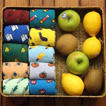 

2017 new lovely Fruit Cartoon Pattern Wool Socks For Women Cute Winter Warm Socks For Female Girls Slippers Socks