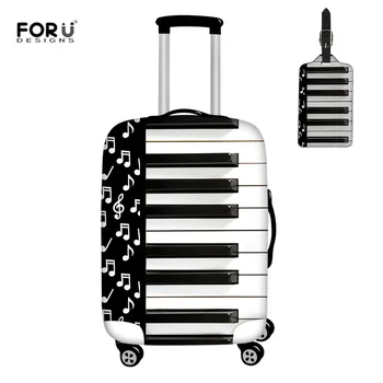 

FORUDESIGNS Music Notes Piano Keyboard 3D Print Luggage Cover Thicker Dustproof Suitcase Covers 2pcs/set Elastic Baggage Cover