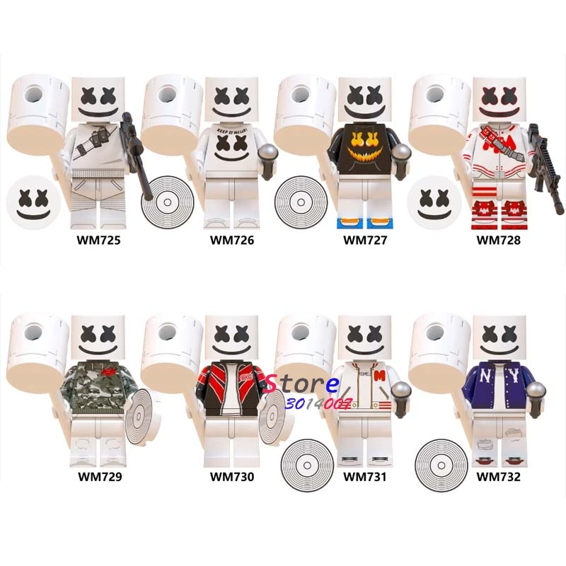 

Single Popular DJ Marshmellow Queen Leader Singer Kiss Band building blocks toys for children