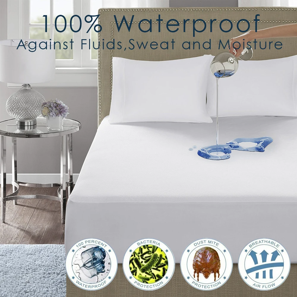 

180X200CM 100% Waterproof Smooth Mattress Cover Hypoallergenic Waterproof Mattress Protector Cover For Mattress Pad Bed Sheet