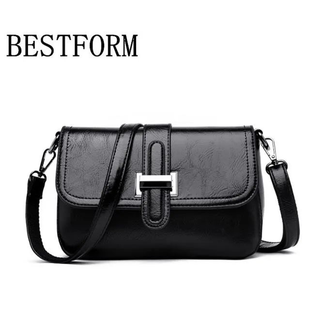 

Best selling women's handbags 2019 new simple European and American fashion oil wax leather ladies shoulder bag portable Messeng