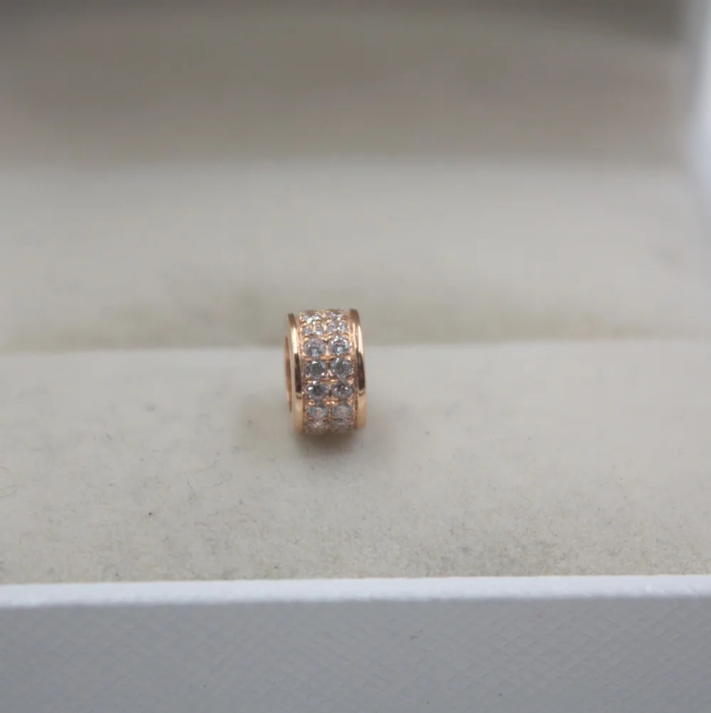 

Pure 18K Rose Gold Pendant Zircon Shine Bead Women's Lucky (Only Pendant) New Fashion 1.1-1.2g Jewelry Lady