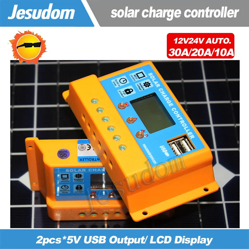 

PWM 10A 20A 30A Solar Controller Charger 5V USB Charger 12V 24V Solar Panel Battery LCD Charger Controller Auto Work