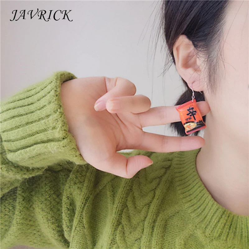 

Funny Small Simulation Instant Noodle Chili Food Drop Earrings Fashion Jewelry