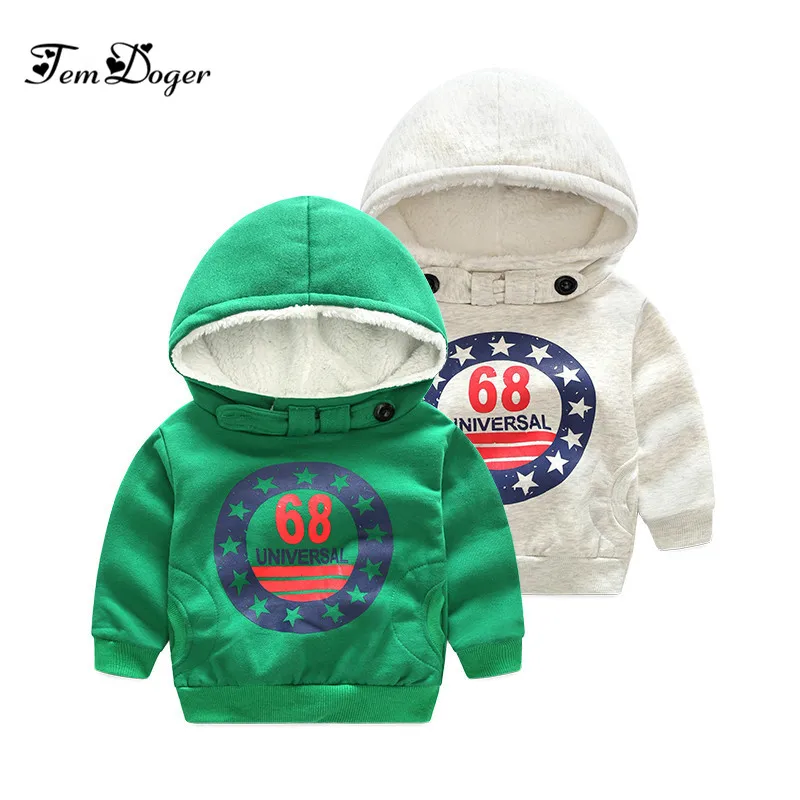 Tem Doger/зимние детские спортивные толстовки для мальчиков и девочек; теплая флисовая толстовка с надписью; детская одежда; плотное пальто для малышей; куртка; одежда