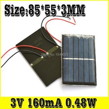 

NEW 10pcs 3V 160mA 0.48W Size 85*55*3 solar panels photovoltaic module PV module Solar Power