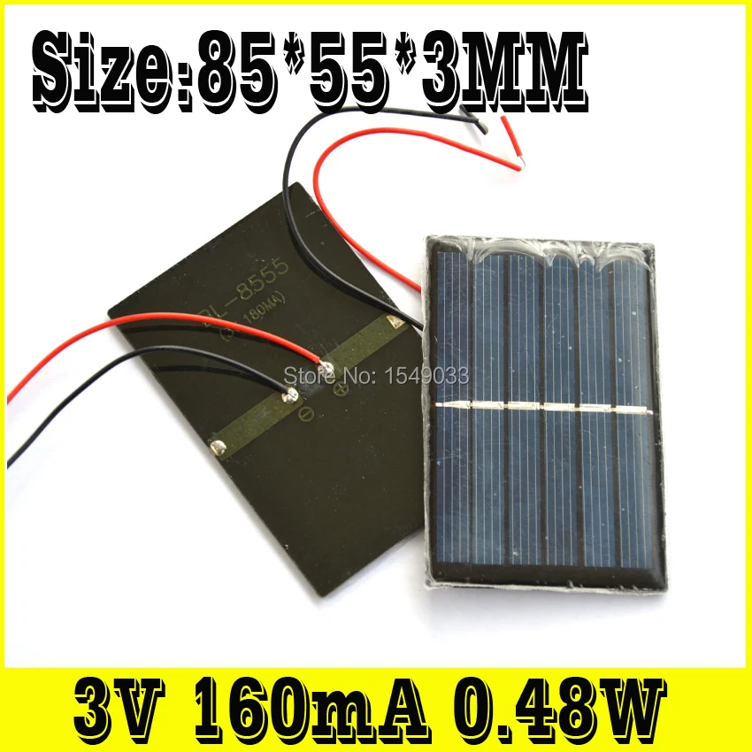 NEW 10pcs 3V 160mA 0.48W Size 85*55*3 solar panels photovoltaic module PV module Solar Power NEW 10pcs 3V 160mA 0.48W Size 85*55*3 solar panels photovoltaic module PV module Solar Power
