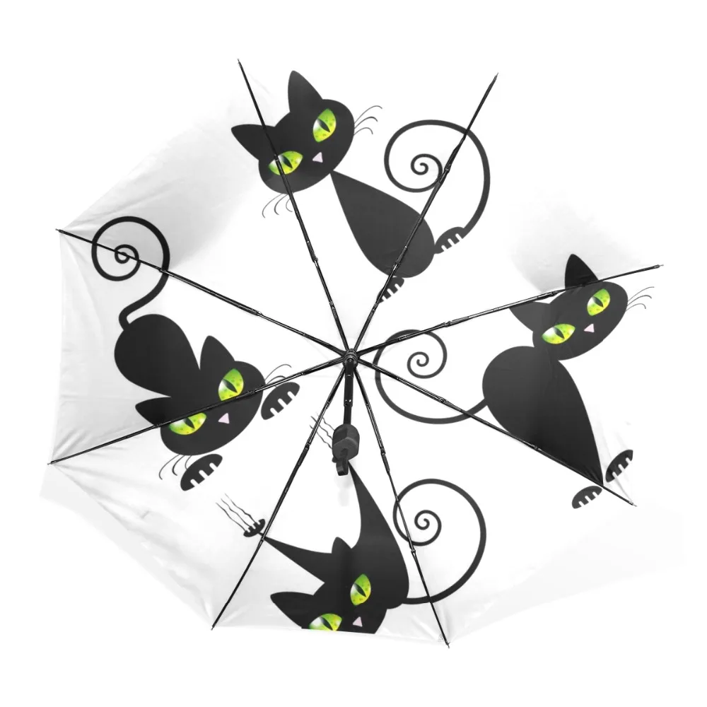 Милый зонтик с черным покрытием в виде кошки, женский зонтик от дождя, защищающий от УФ-лучей, солнечный и дождливый, непродуваемый зонтик в виде котенка для мужчин и женщин