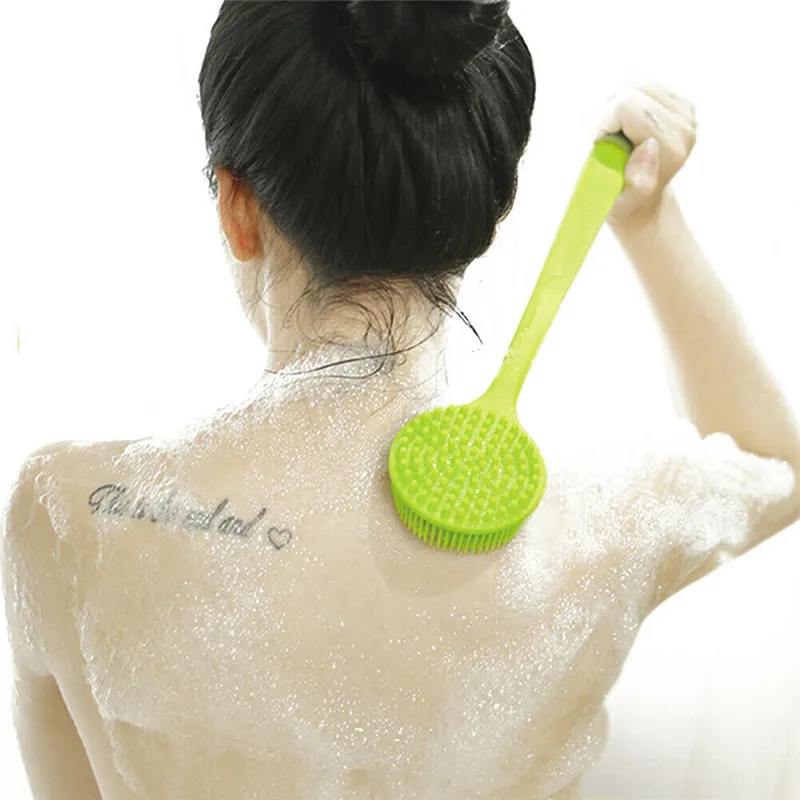 

Silicone Body Bath Shower Brush Soft Back Massage Scrubber Long Handle Cleaning