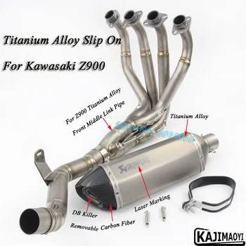 

Z900 Titanium Alloy Full Complete System Exhaust Modified Front MidLink Pipe Slip On For Kawasaki Z900 Moto Muffler DB Killer