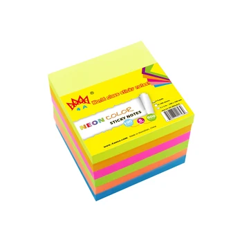 

4A Sticky Notes 4 x 4 Inches Neon Assorted Planner Stickers Cute Stationary Memo Pad School Supplies Self-Stick Note 4A 404x6-N